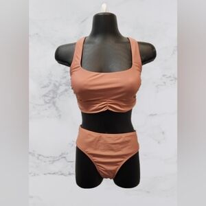 Cupshe Tan Bikini Sporty Top High-Waist Bottom